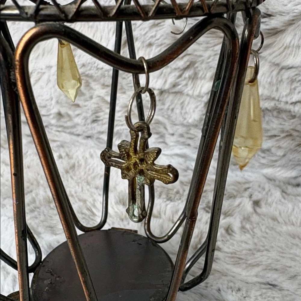 Vintage Moroccan Footed Hanging Metal Candle Holder Jar Holder